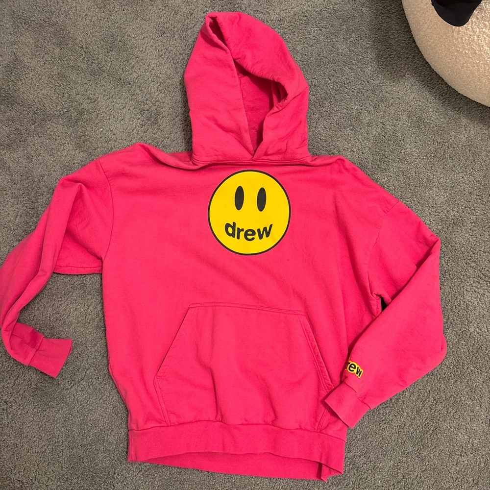 DREW Kids Hoodie in Pink with Yellow Emblem